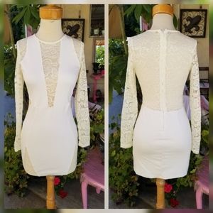 BodyCon Long Sleeve Ivory Lace Dress